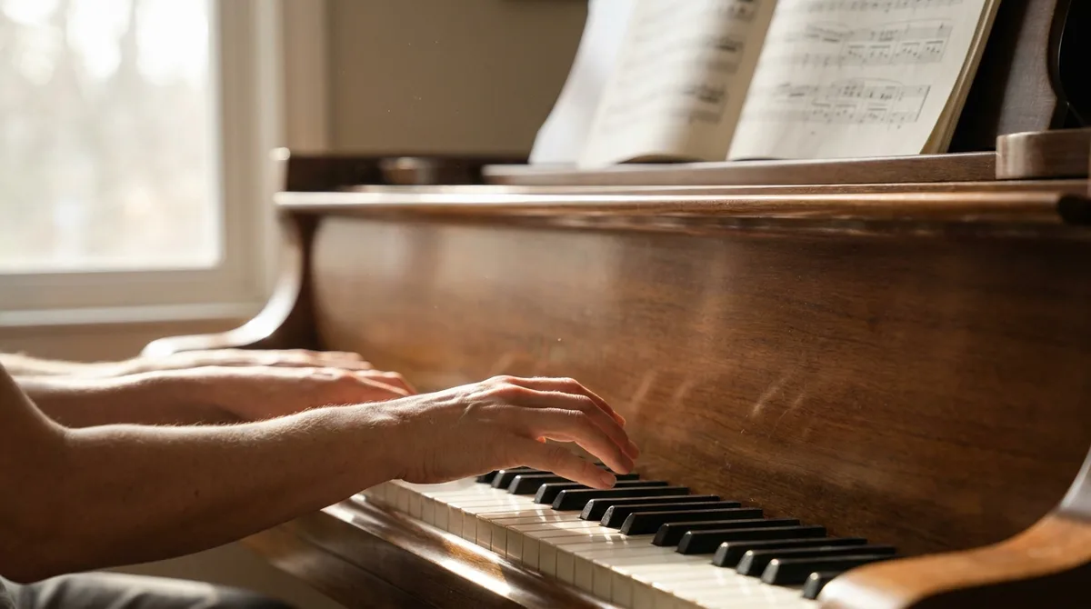 Hands practicing piano, a form of limit testing a hard musical passage